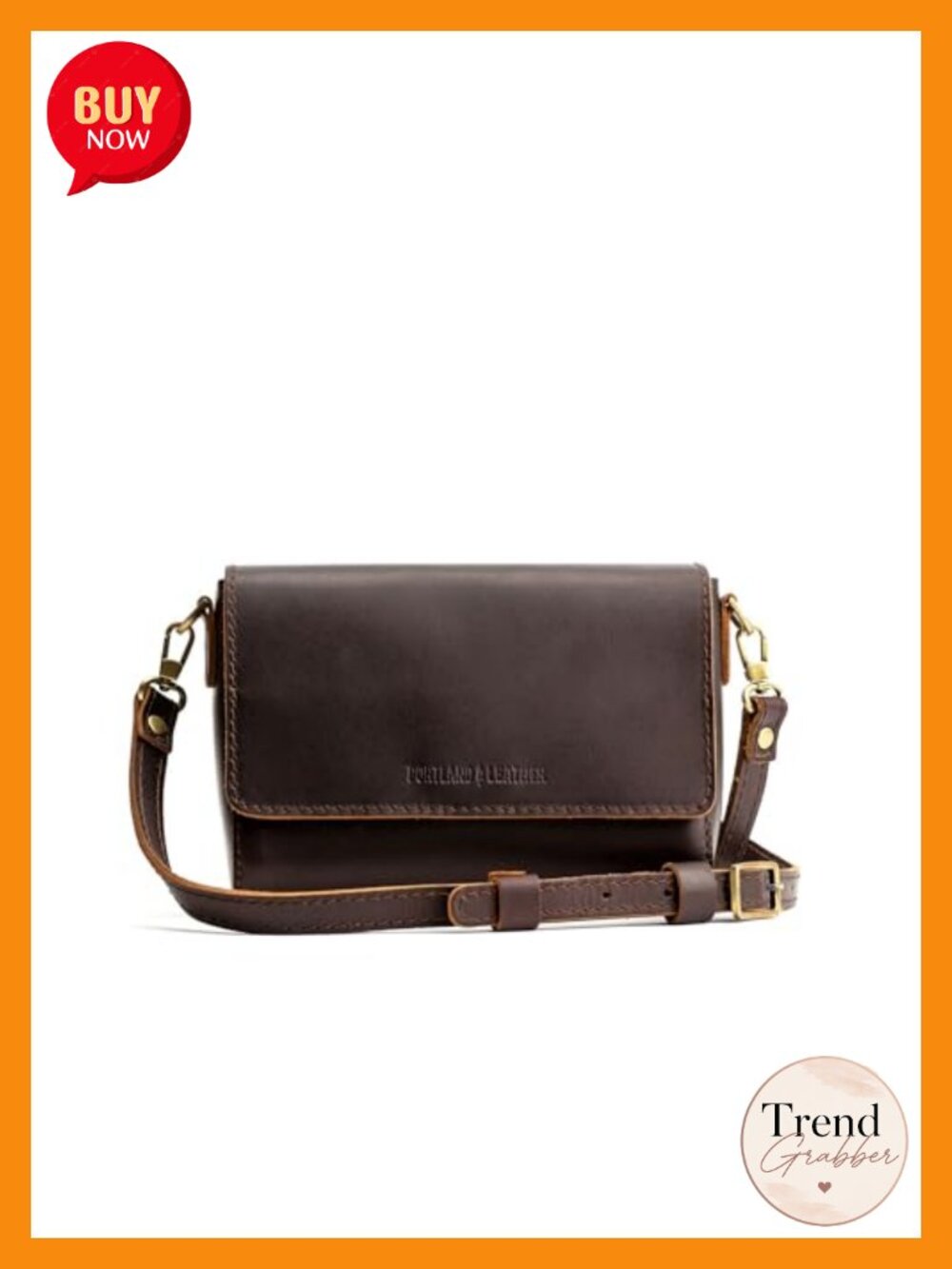 Full-Grain Leather Mini Crossbody Bag Adjustable Strap Suede Interior